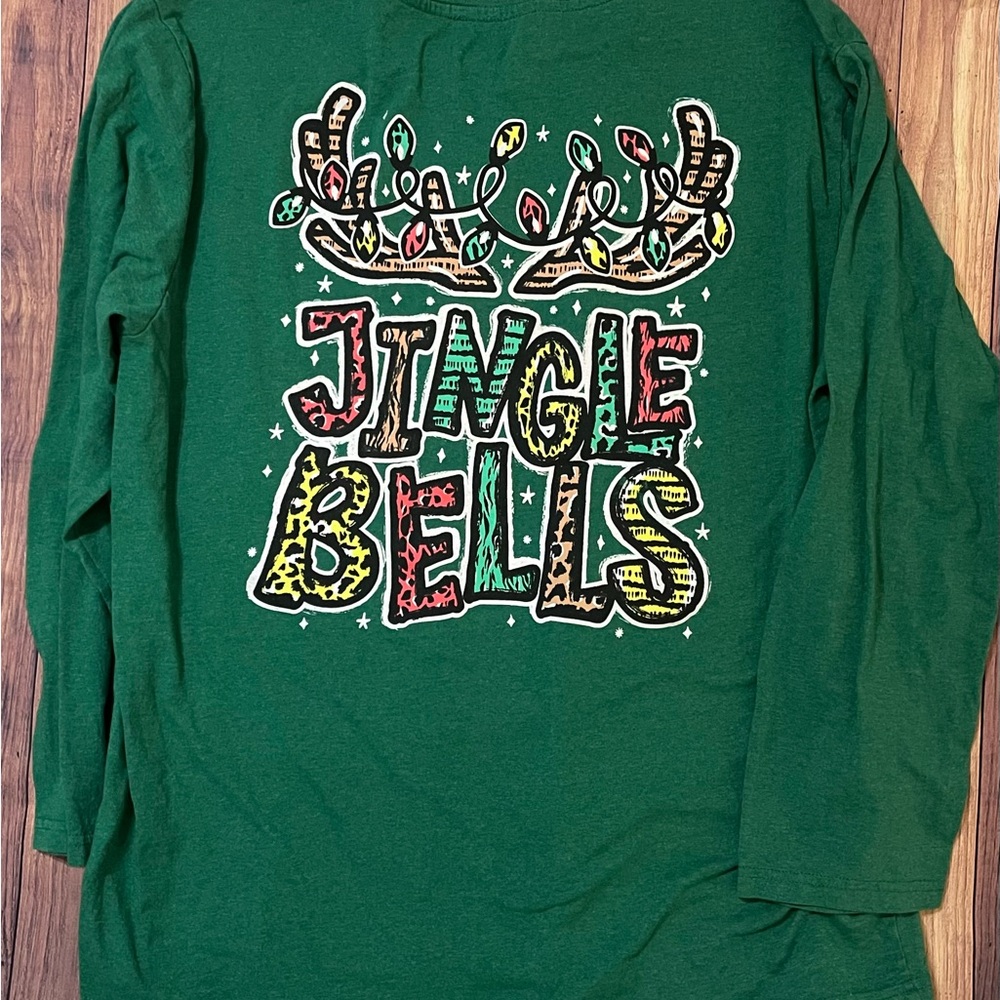 Green Long Sleeve Jingle Bells Tee